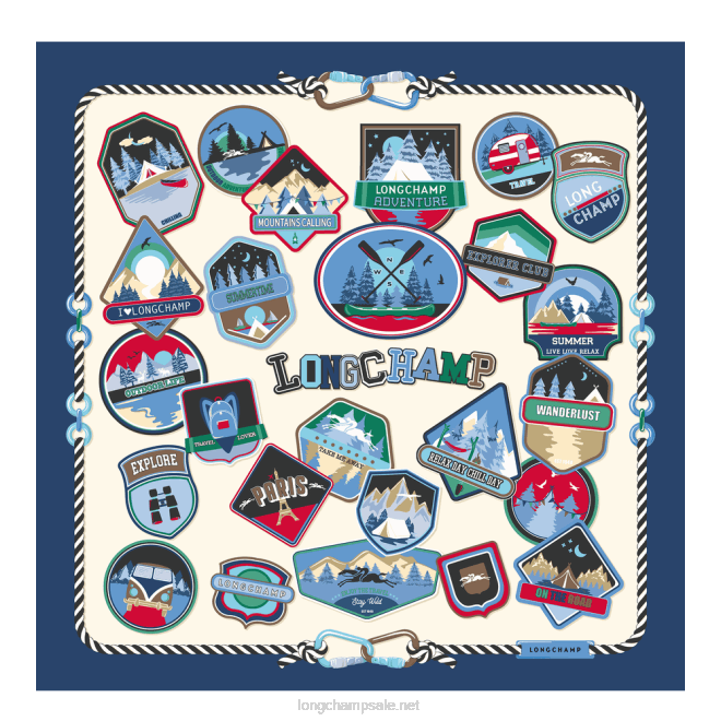 Longchamp נשים צעיף משי קולקציית אביב/קיץ 2023 90 B6481056 חיל הים